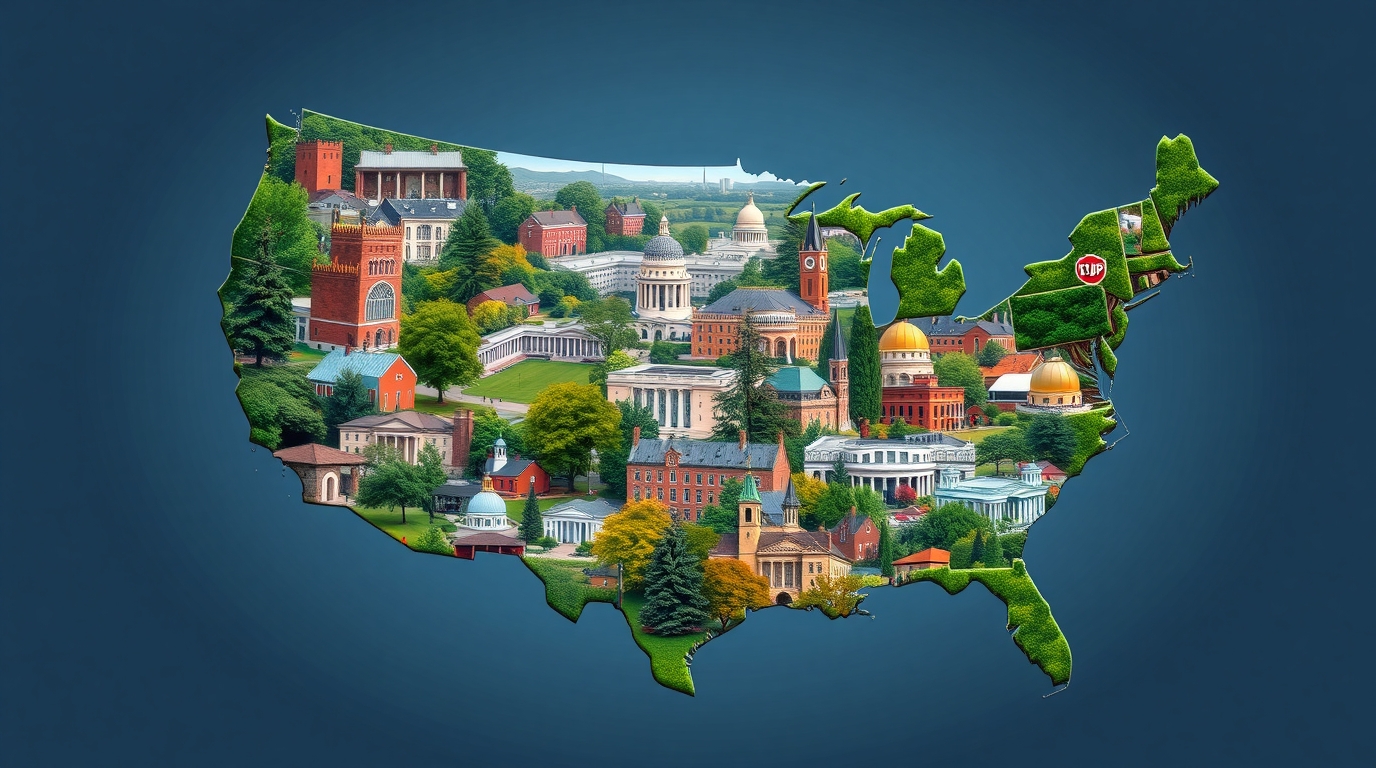 Amerika Üniversiteleri Harita Görseli